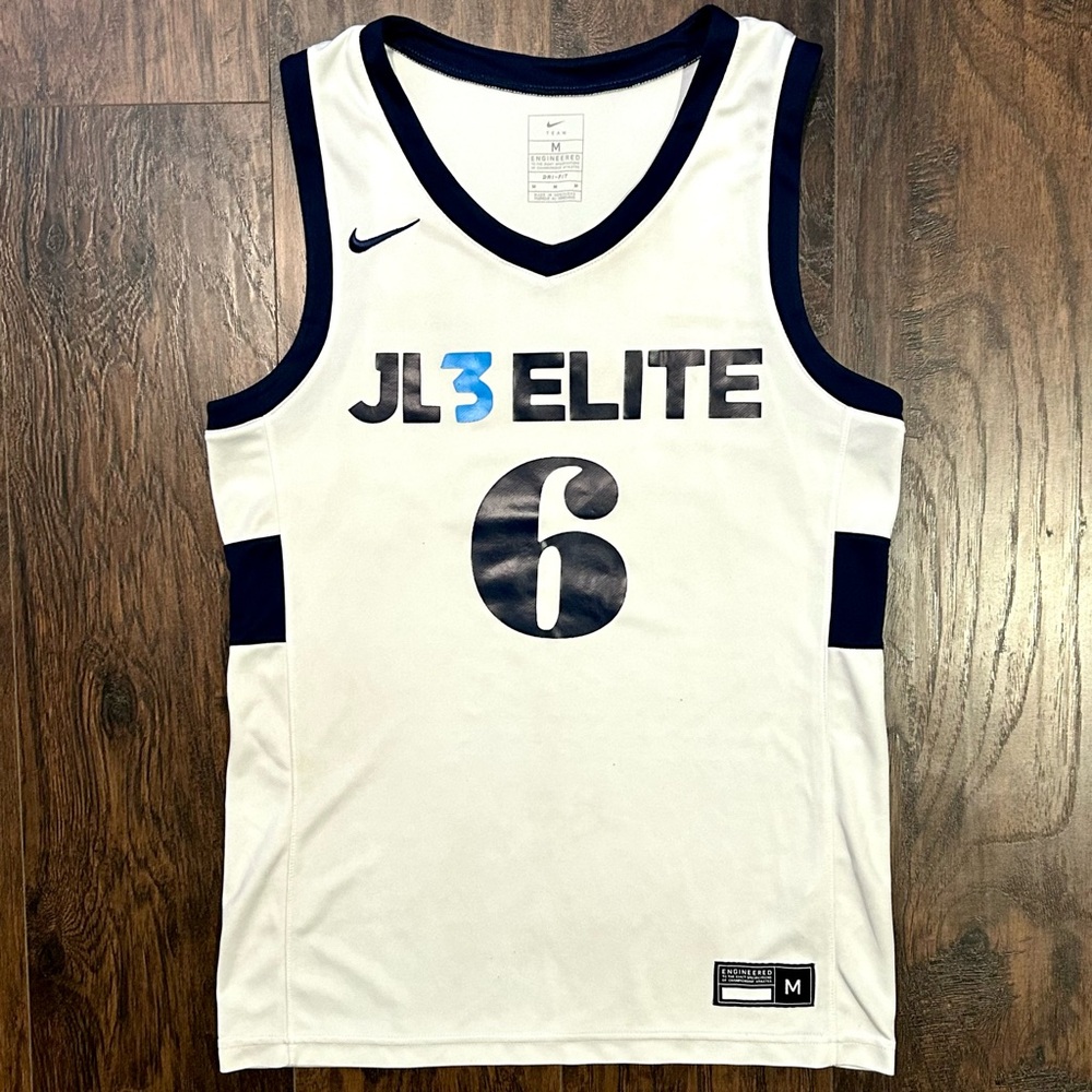 Nike EYBL AAU Basketball Jersey JL3 Elite White Navy